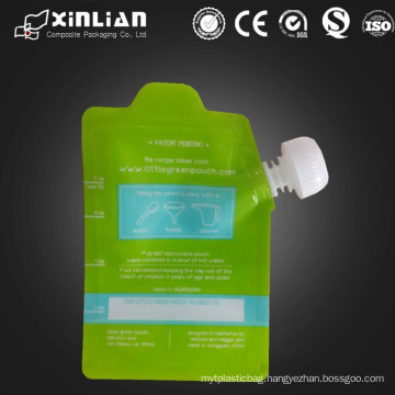 liquid packaging plastic pouch with corner spout